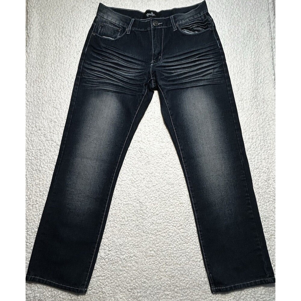 Nostic Mens 36x32 Dark Wash Denim Jeans Relaxed Straight Y2K Skater Pants